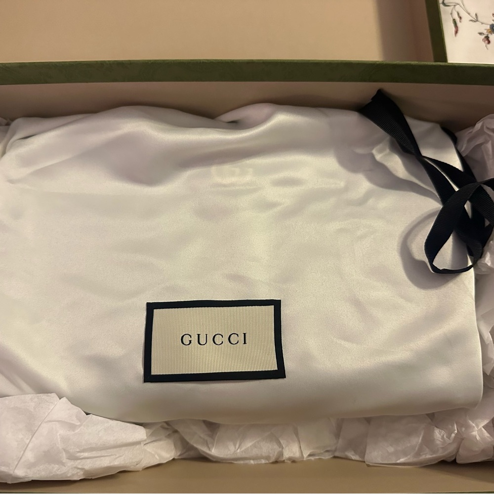 Gucci White Satin Bag with Black Trim